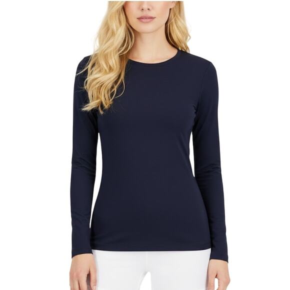 Susana Monaco Midnight Blue Crew Neck Long Sleeve Top NWT Size Small - Picture 1 of 9